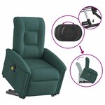 vidaXL Fauteuil inclinable de massage Vert foncé Tissu