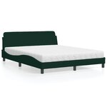 vidaXL Lit avec matelas Dover vert foncé 160x200 cm velours