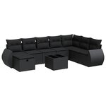 vidaXL Salon de jardin 9 Pièces avec coussins noir résine tressée
