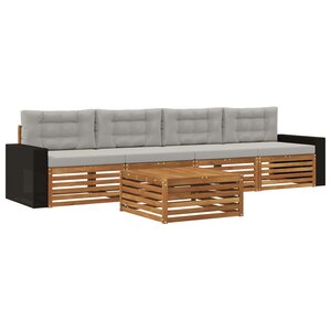 vidaXL Ensemble de canapés d'extérieur 5 pc Naturel et gris clair
