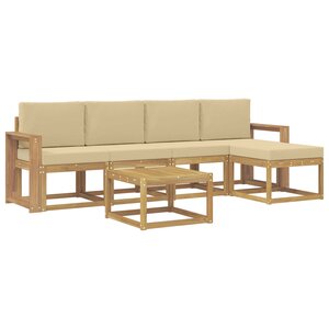 vidaXL Ensemble de canapés d'extérieur 6 Pièces Blanc et Beige