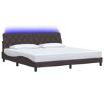 vidaXL Cadre de lit avec LED sans matelas marron foncé 200x200cm tissu