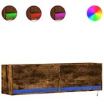 vidaXL Meuble TV mural avec lumières LED chêne fumé 140x31x38 cm