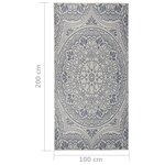 vidaXL Tapis à tissage plat d'extérieur 100x200 cm Motif bleu