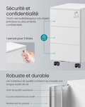 Caisson de bureau mobile verrouillable avec 3 tiroirs 39 x 45 x 55 cm rangement de documents papeterie préassemblé pour bureau bureau à domicile blanc 12_0004824
