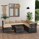 vidaXL Salon palette de jardin 8 Pièces avec coussins Bois de pin massif