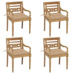 vidaXL Chaises Batavia avec coussins 4 Pièces Bois de teck solide