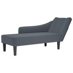 vidaXL Fauteuil long avec accoudoir droit gris foncé velours