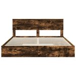 vidaXL Lit de Rangement Chêne fumé 200 x 200 cm Bois d'ingénierie