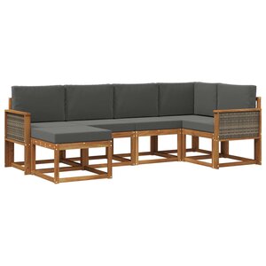 vidaXL Ensemble de canapés d'extérieur 6 pc Naturel et Anthracite