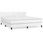 vidaXL Sommier à lattes de lit avec matelas Blanc 160x200cm Similicuir