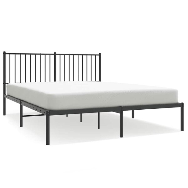 vidaXL Cadre de lit métal sans matelas avec tête de lit noir 150x200cm