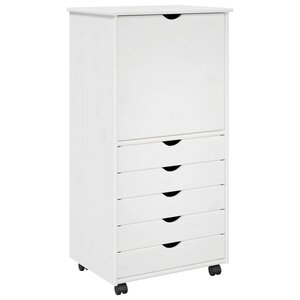 vidaXL Cabinet roulant 53 x 39 x 103 cm Bois de Pin Massif Blanc