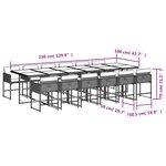 vidaXL Ensemble à manger de jardin avec coussins 13 Pièces marron rotin