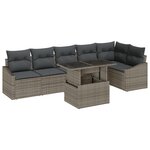vidaXL Ensemble de canapé de jardin 7 pièces avec coussins en poly rotin gris