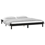 vidaXL Cadre de lit à LED sans matelas noir 120x190 cm bois massif