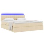 vidaXL Lit de rangement LED avec matelas Crème 180 x 200 cm Tissu