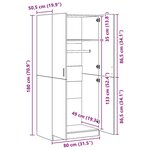 vidaXL Garde-robe Blanc 80x52x180 cm Bois d’ingénierie