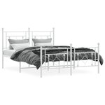 vidaXL Cadre de lit métal sans matelas et pied de lit blanc 135x190 cm