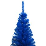 vidaXL Sapin de Noël artificiel pré-éclairé et support bleu 210 cm PVC