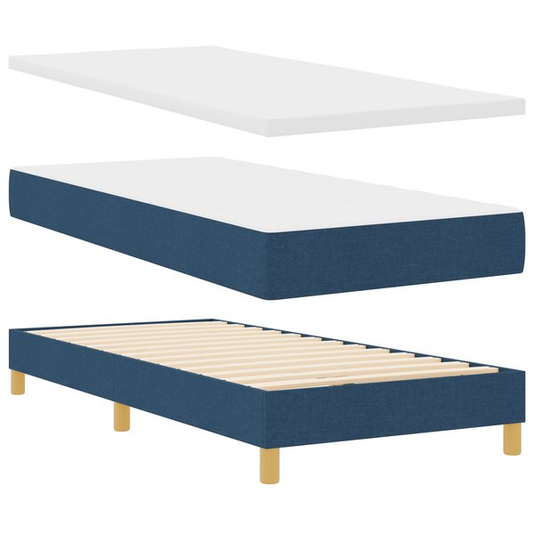 Lit Box Spring vidaXL avec Matelas Bleu 100x200 cm Tissu