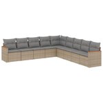 vidaXL Salon de jardin avec coussins 9Pièces mélange beige résine tressée