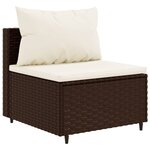 vidaXL Salon de jardin 4 Pièces avec coussins Marron Résine tressée