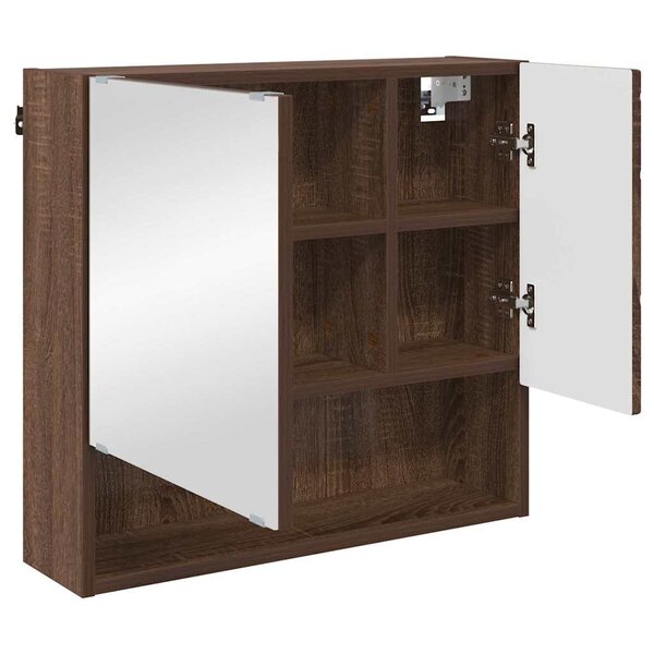 Armoire à Miroir De Salle De Bain Chêne Brun 80x20,5x64 Cm Bois | Leroy Merlin
