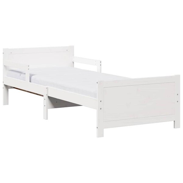 vidaXL Cadre de lit avec matelas Blanc 80 x 200 cm Pin massif