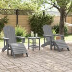 Ensemble de Salon de Jardin 3 Pièces vidaXL Gris Clair HDPE