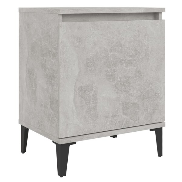 vidaXL Table de chevet avec pieds en métal gris béton 40x30x50 cm