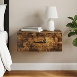 vidaXL Cabinet de chevet mural Chêne fumé 49 x 34 5 x 20 cm
