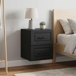 vidaXL Cabinet de chevet mural 2 pc Noir 34 5 x 33 x 40 cm