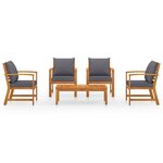 vidaXL Salon de jardin 5 Pièces avec coussin Bois d'acacia solide