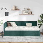 vidaXL Cadre de lit d'angle avec matelas 2 Pièces Vert Velours