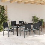 vidaXL Ensemble de salle à manger pour jardin 7 Pièces Noir Poly rotin