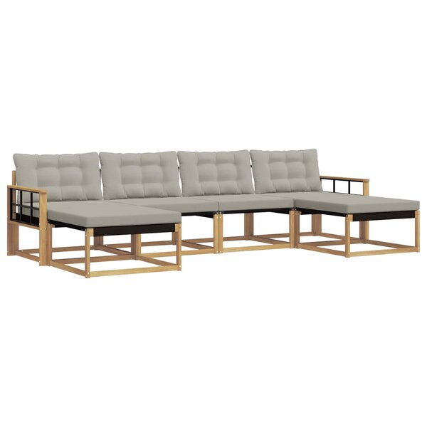 vidaXL Ensemble de canapés d'extérieur 6 Pièces Blanc et gris clair