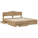 vidaXL Cadre de lit Chêne artisanal 180 x 200 cm Bois d'ingénierie