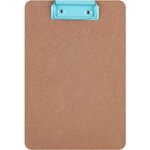 Porte bloc bleu en bois a5 clip metal