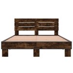 vidaXL Cadre de lit chêne fumé 120x190 cm bois d'ingénierie et métal