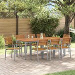 vidaXL Ensemble de salle à manger pour jardin 9 Pièces Gris et marron
