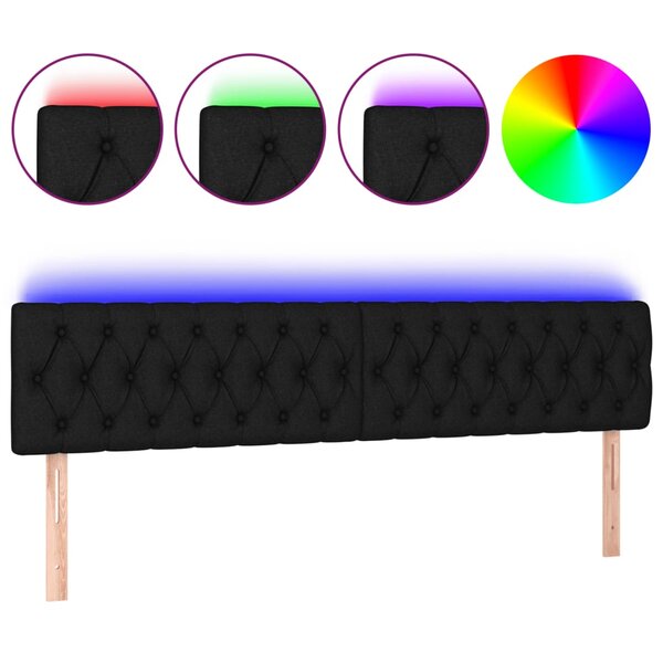 vidaXL Tête de lit à LED Noir 200x7x78/88 cm Tissu