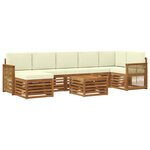 vidaXL Ensemble de canapés d'extérieur 7 Pièces Naturel et Crème