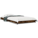 vidaXL Cadre de lit chêne fumé 90x200 cm bois d'ingénierie et métal