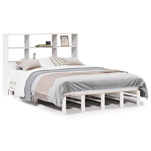 vidaXL Lit bibliothèque sans matelas blanc 140x190 cm bois massif