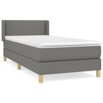 vidaXL Sommier à lattes de lit avec matelas Gris foncé 90x200 cm Tissu