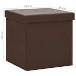 vidaXL Tabourets de rangement pliables lot de 2 marron PVC