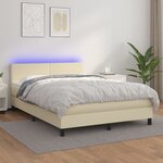 vidaXL Sommier à lattes de lit avec matelas et LED Crème 140x190 cm