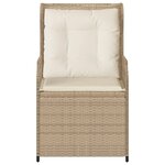vidaXL Chaises inclinables de jardin lot de 2 et coussins beige rotin