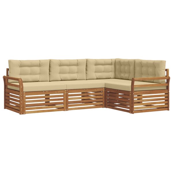 vidaXL Ensemble de canapés d'extérieur 4 Pièces Naturel et Beige